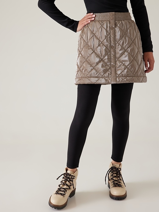 1 of 8 showing, with the color Pyrite Shine of product Athleta Girl Toasty Buns Metallic Skirt