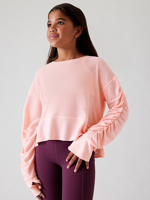 Image number 1 showing, Athleta Girl Wander Waffle Ruched Top