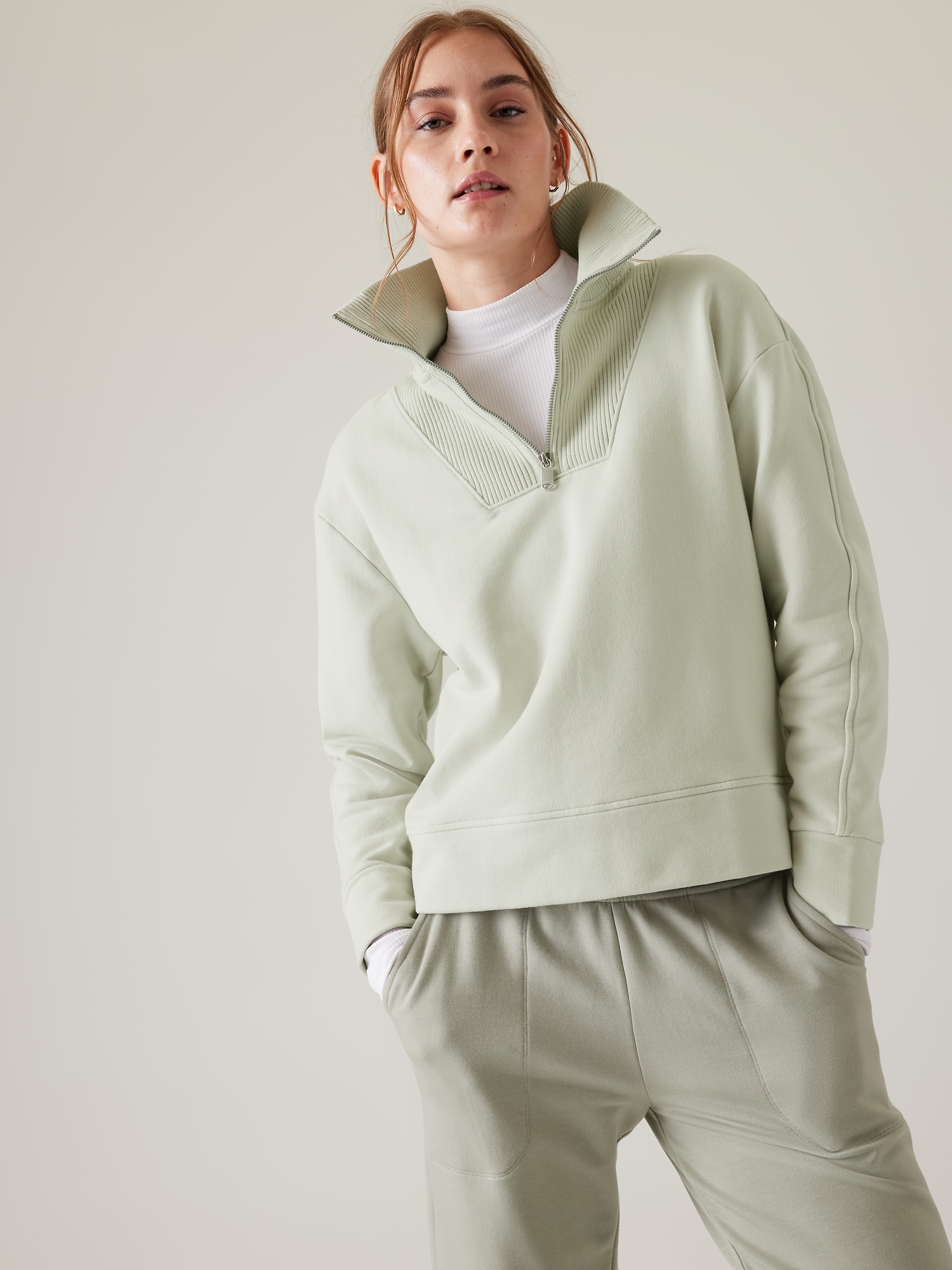 Athleta side best sale zip sweatshirt