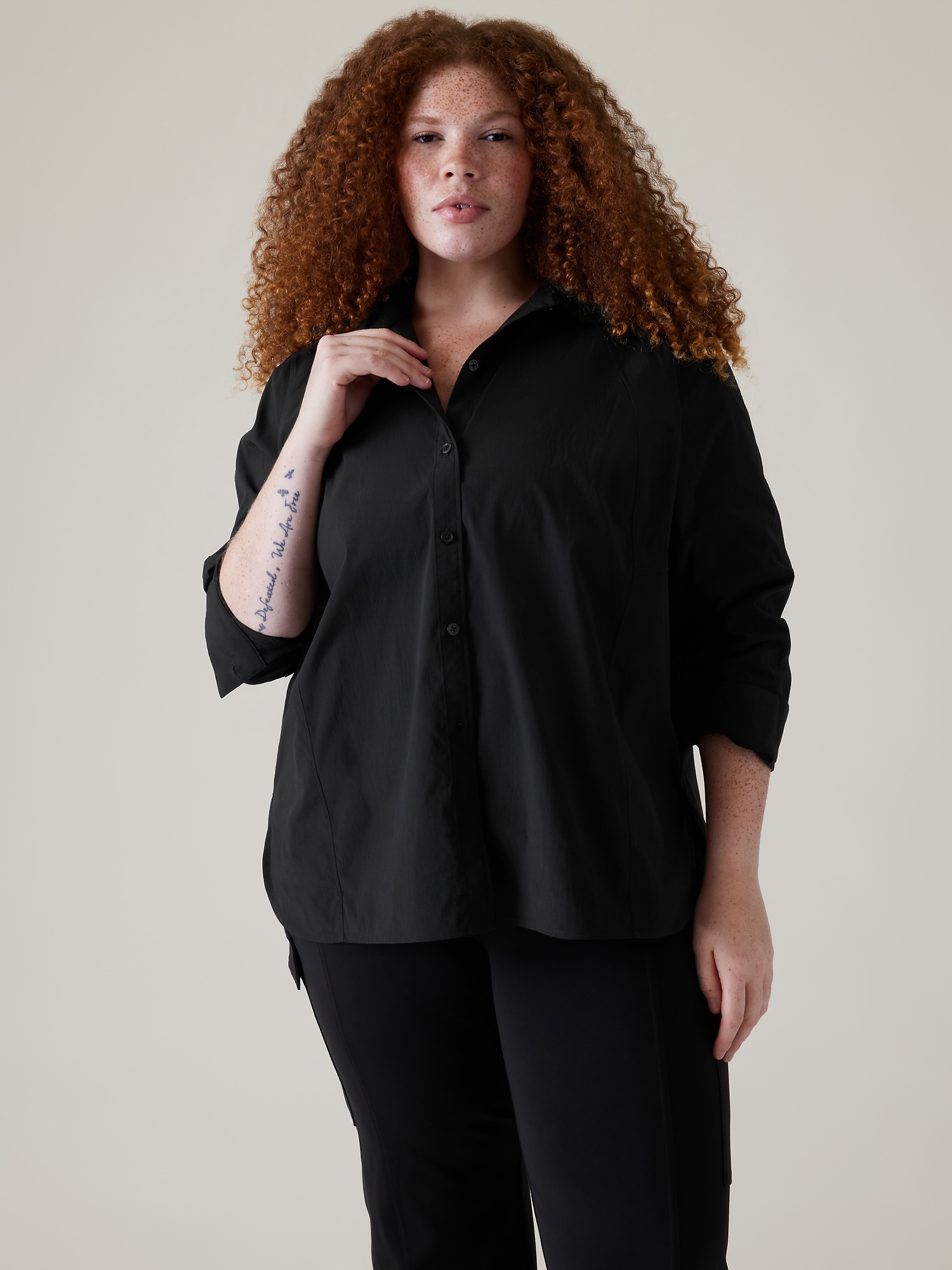 Plus Size Poplin Tunic Top