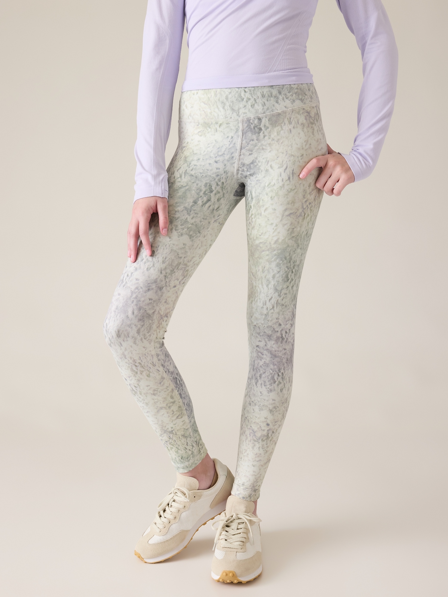 Athleta Elation Printed 7/8 Tight Leggings Grey Tie Dye High-Rise Yoga Pants  S