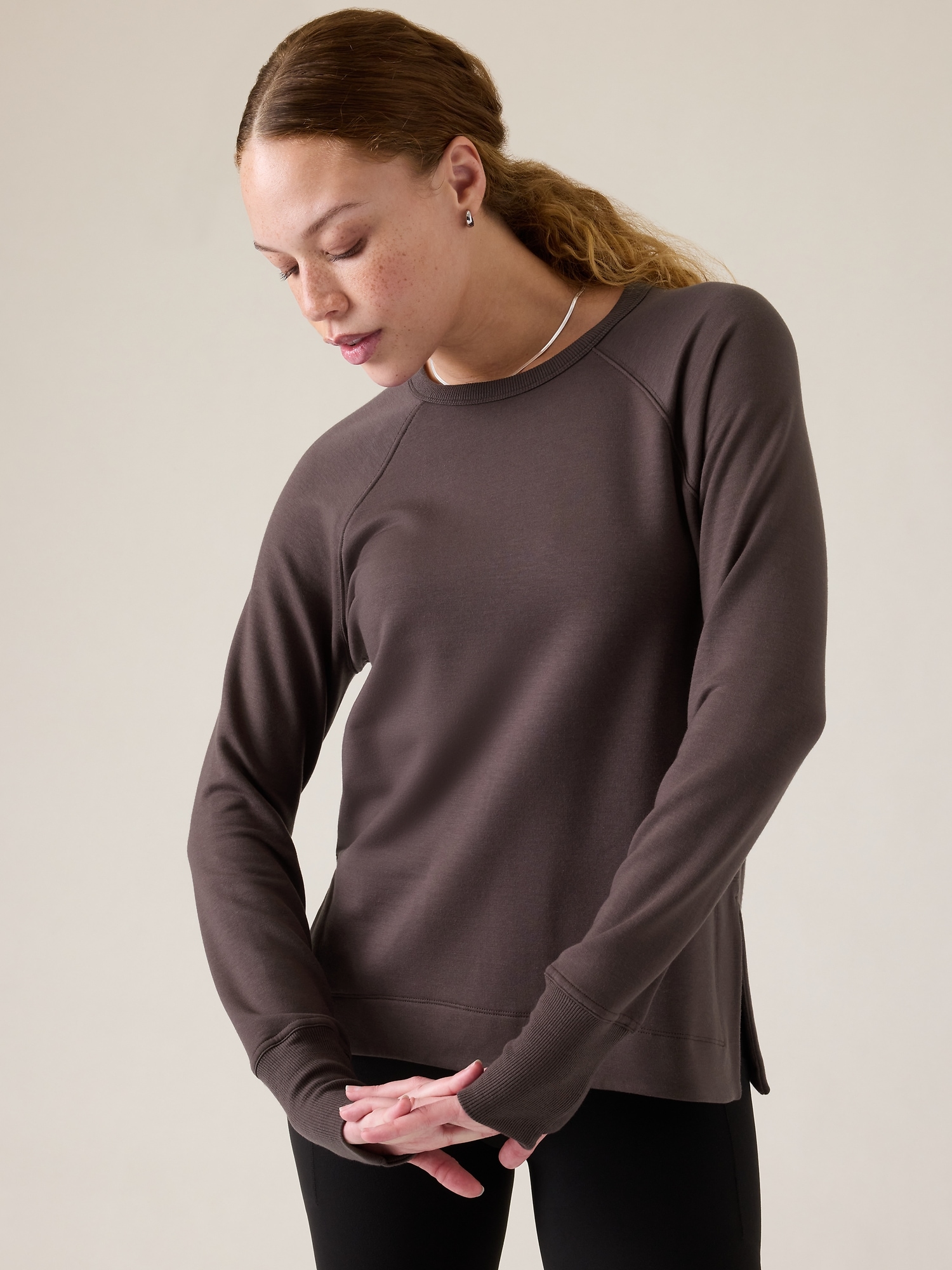 Athleta Coaster Luxe Recover Sweatshirt In Shale
