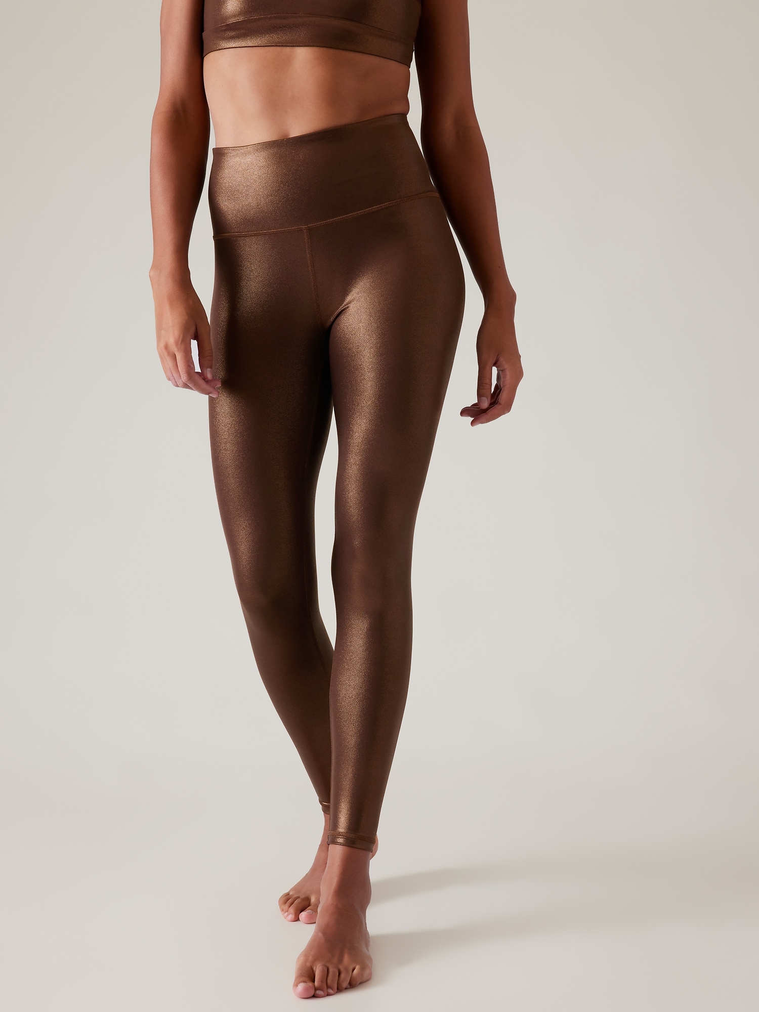 Athleta Delancey Shine Tight Faux Leather Black Shiny Leggings Women's Large  - $41 - From Sara