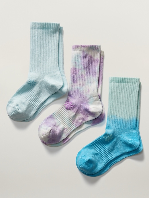 1 of 8 showing, with the color Bora Bora Blue of product Athleta Girl Everday Crew Sock 3-Pack