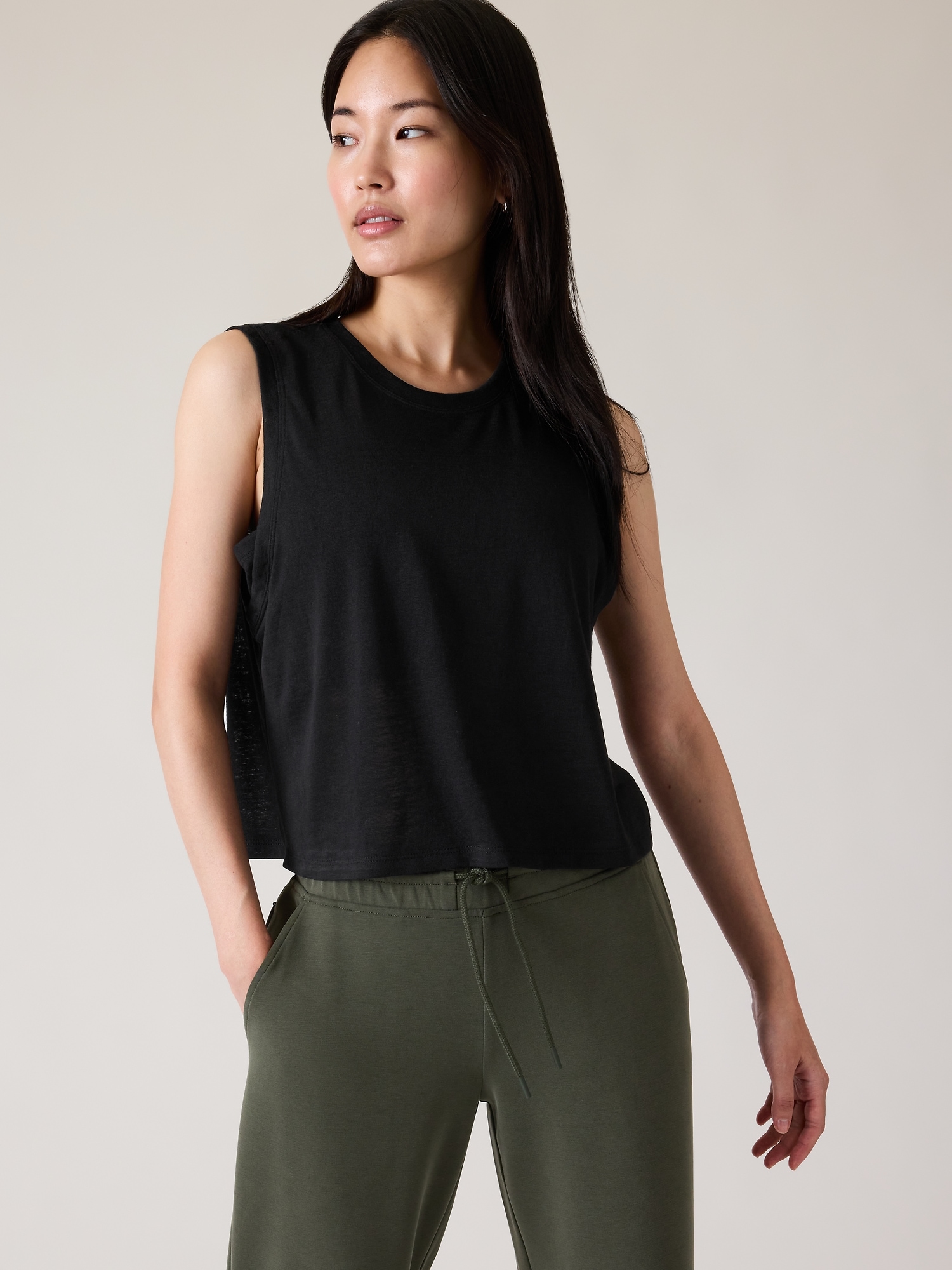 Women's Scoop Neck Sweater Tank Top - A New Day™ Olive Green M