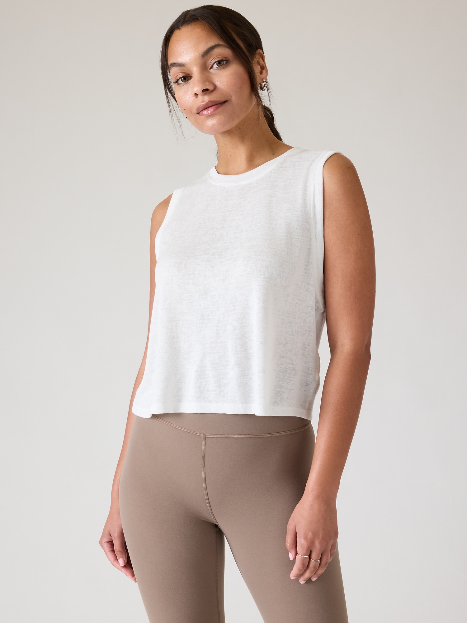 Athleta Breezy Muscle Tank In Bright White