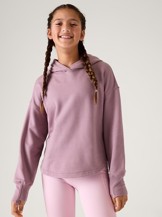 1 of 8 showing, with the color Cascadia Violet of product Athleta Girl Balance Flow Hoodie