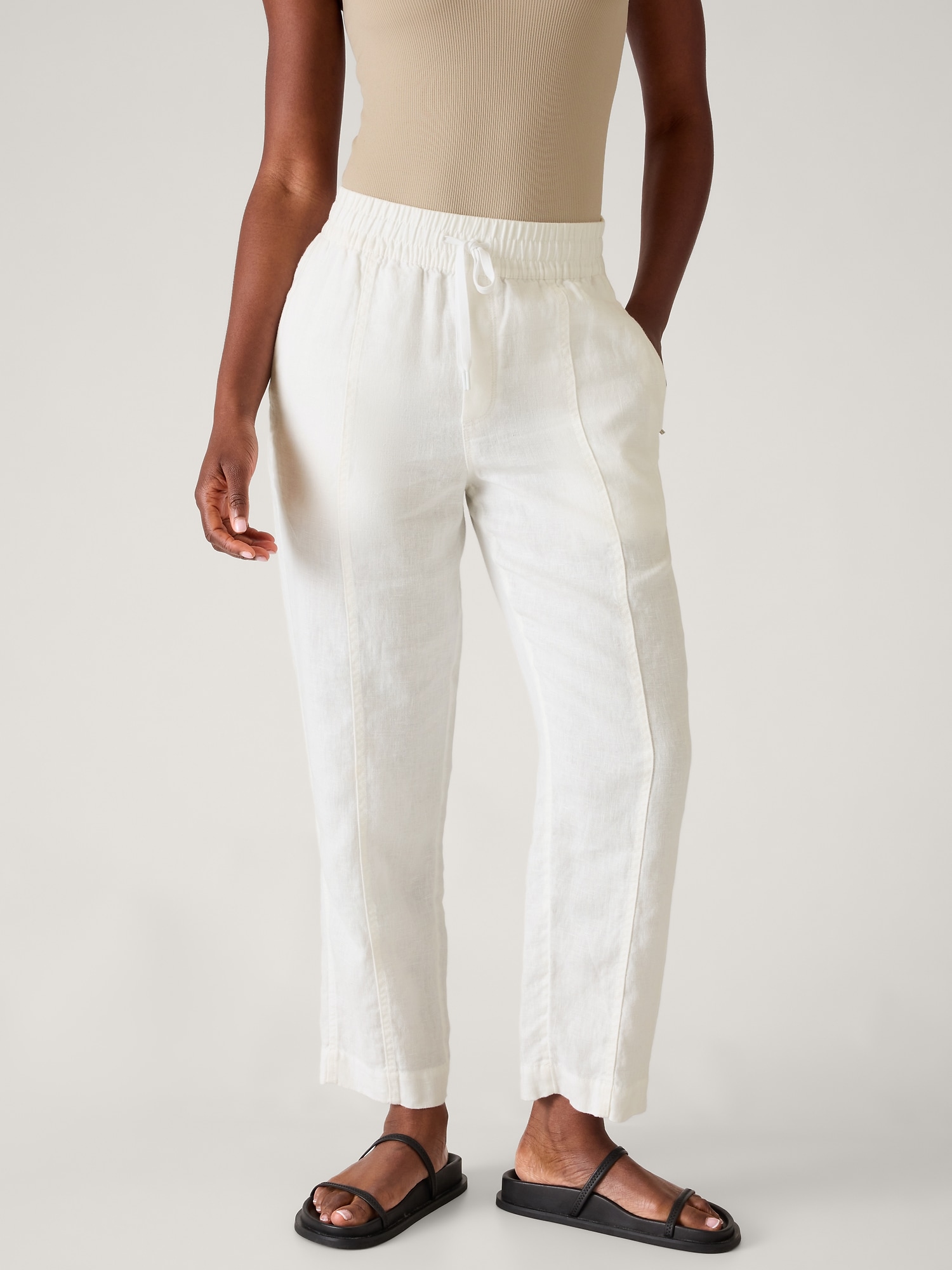 Athleta Retreat Linen Ankle Pant In Calla Lily