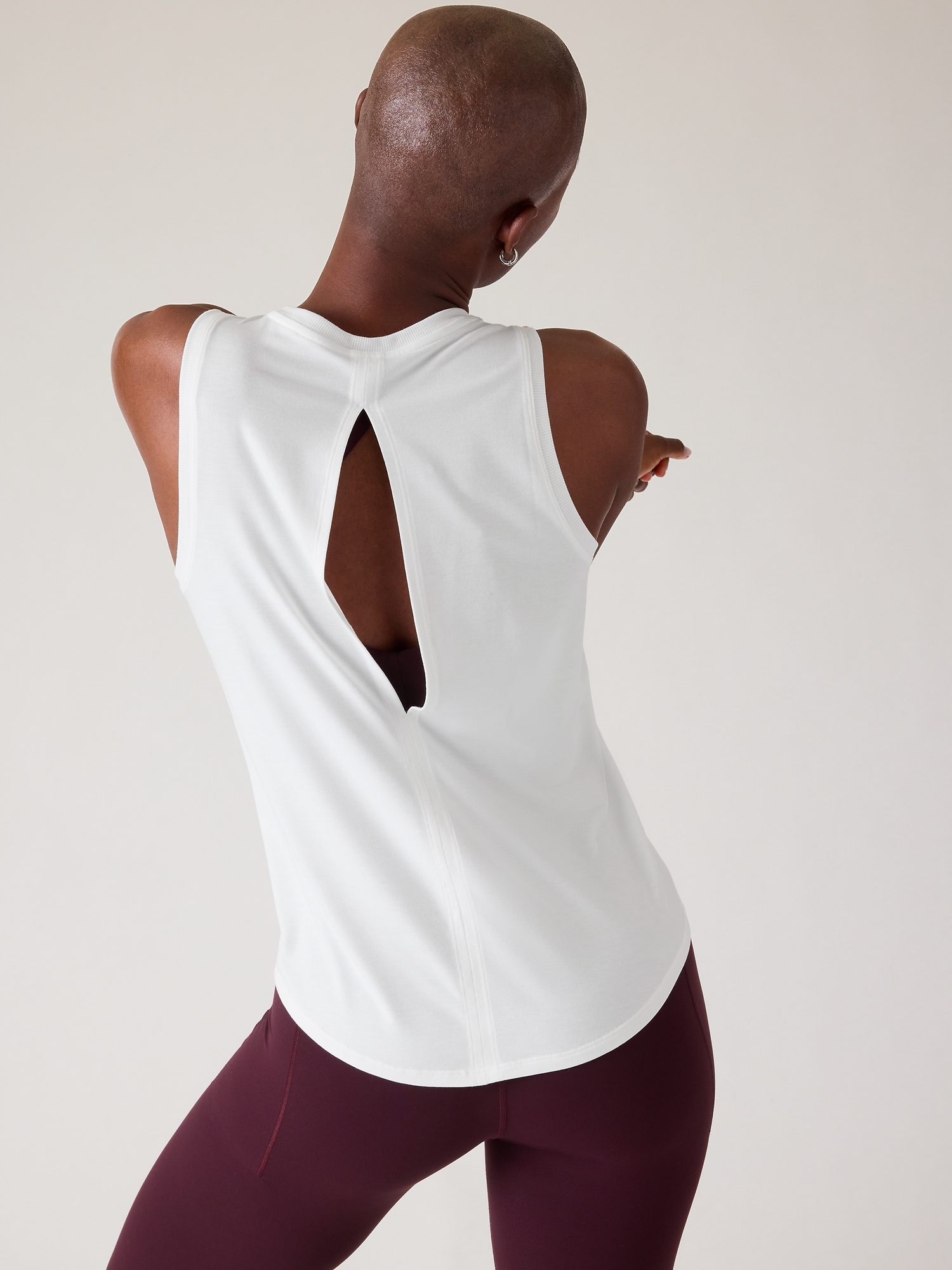 Athleta With Ease Open Back Tank In Bright White