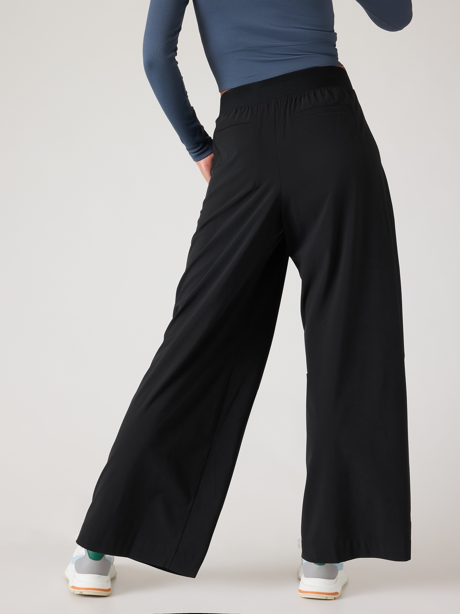 Stretch Woven High-Rise Wide-Leg Pant, Bottoms