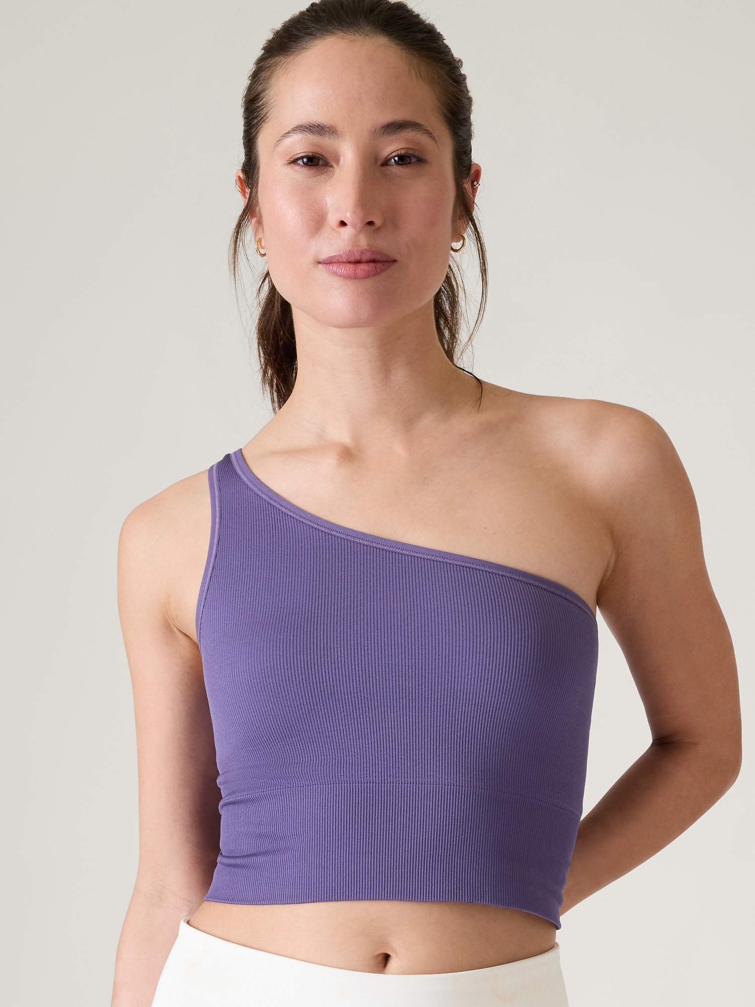 Ribbed Cotton Seamless One Shoulder Bra