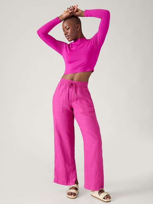 Image number 5 showing, Retreat Linen Mid Rise Wide Leg Pant