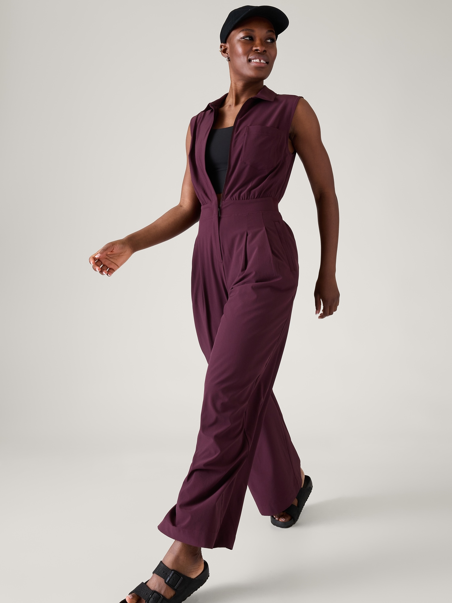 Athleta Brooklyn Heights Wide Leg Jumpsuit In Spiced Cabernet