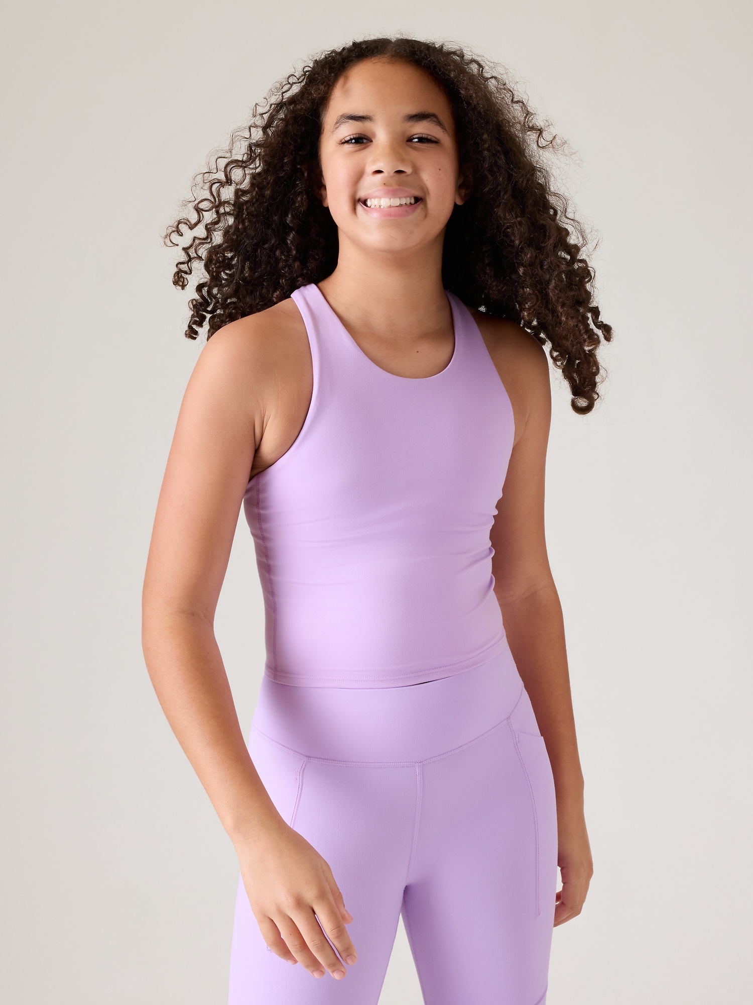 Athleta Girl Sports Bra Size XL 14 Pink T Back Strap Nylon Polyester Spandex