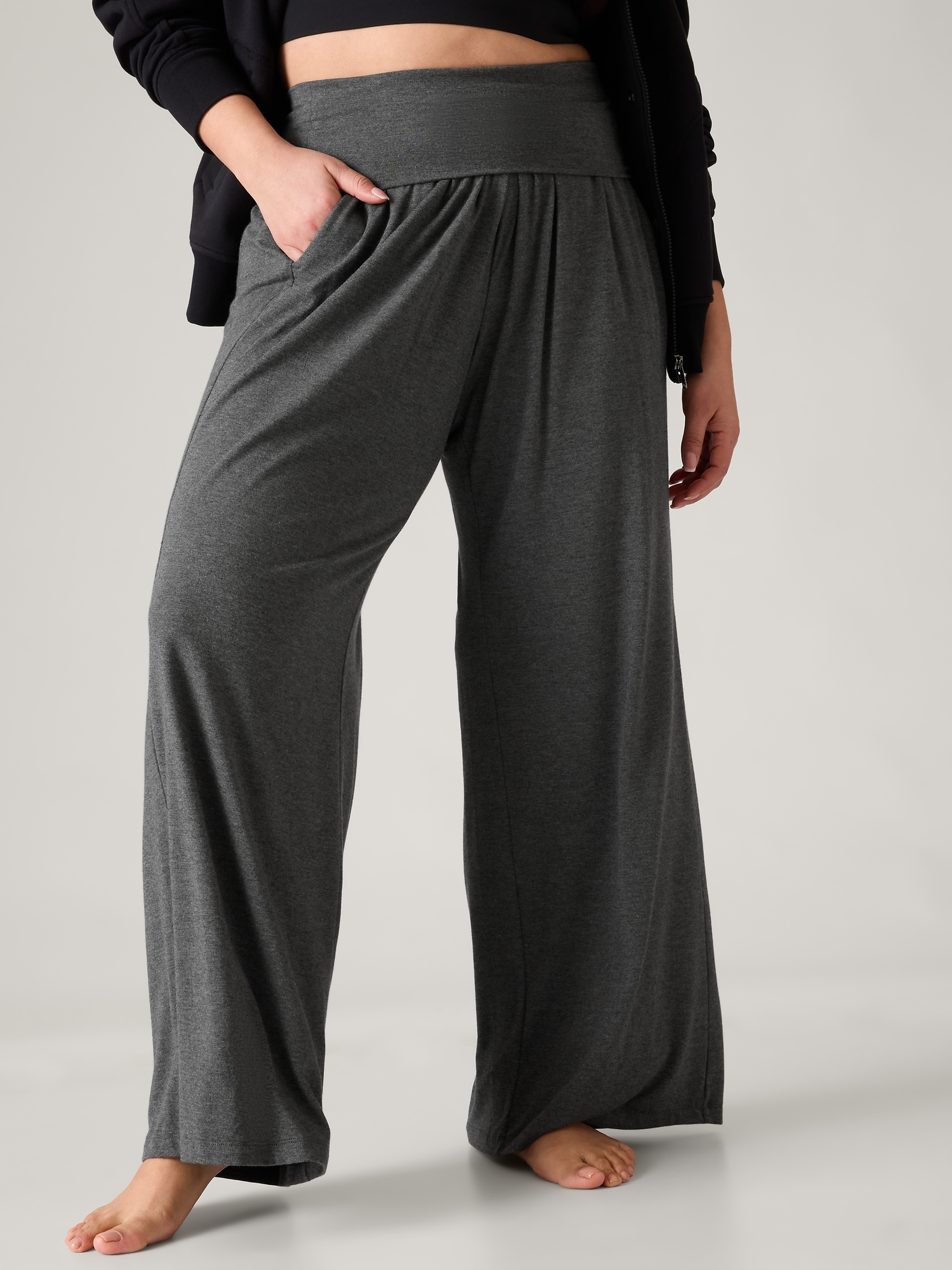 Women's Yoga Sports Stitching Street Hipster Trousers Casual Wide-leg Pants