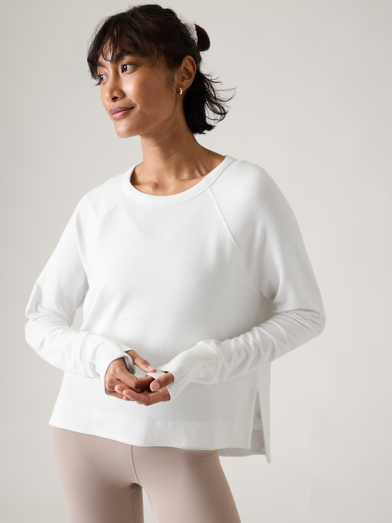 Athleta Coaster Luxe Recover High Hip Sweatshirt In Bright White