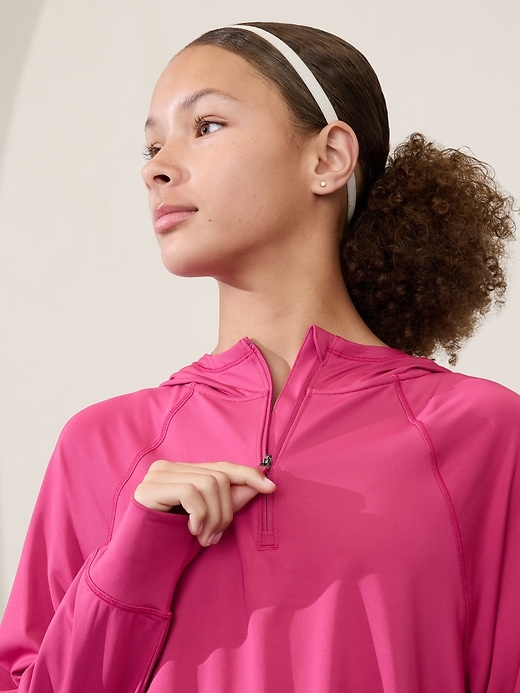 2 of 8 showing, with the color Iceplant Pink of product Athleta Girl Flow With It Hoodie