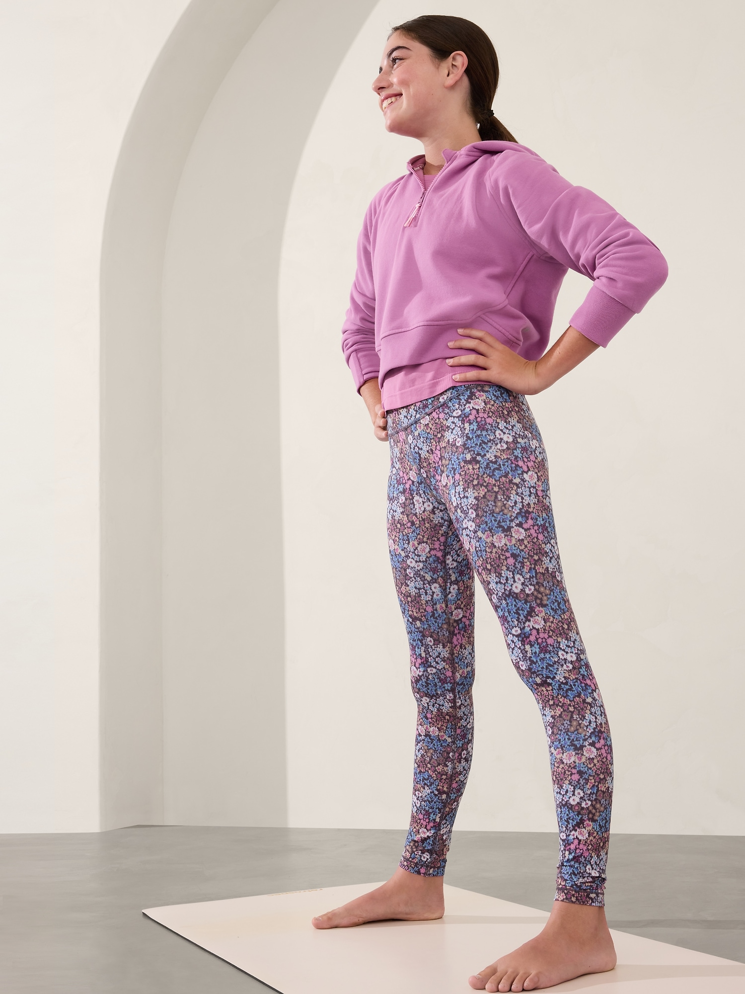 Athleta Girl High Rise Chit Chat Legging Floral Print Size M 8 10