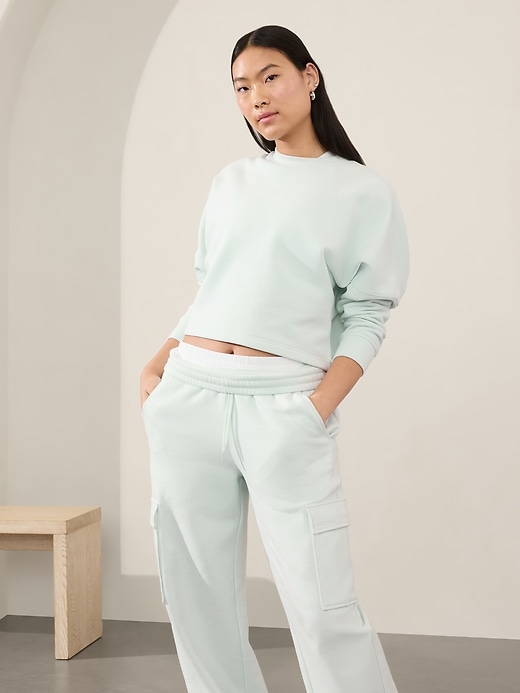 Image number 1 showing, Easy Fleece Dolman Crop Sweatshirt