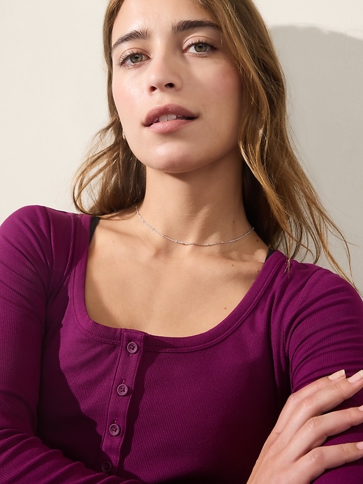 Image number 5 showing, Signature Rib Henley Top