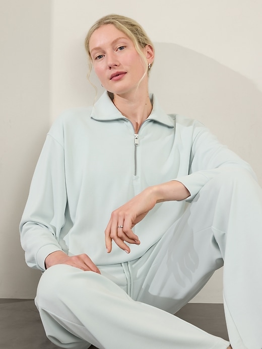 Image number 1 showing, Seasoft 1/4 Zip Bubble Hem Sweatshirt