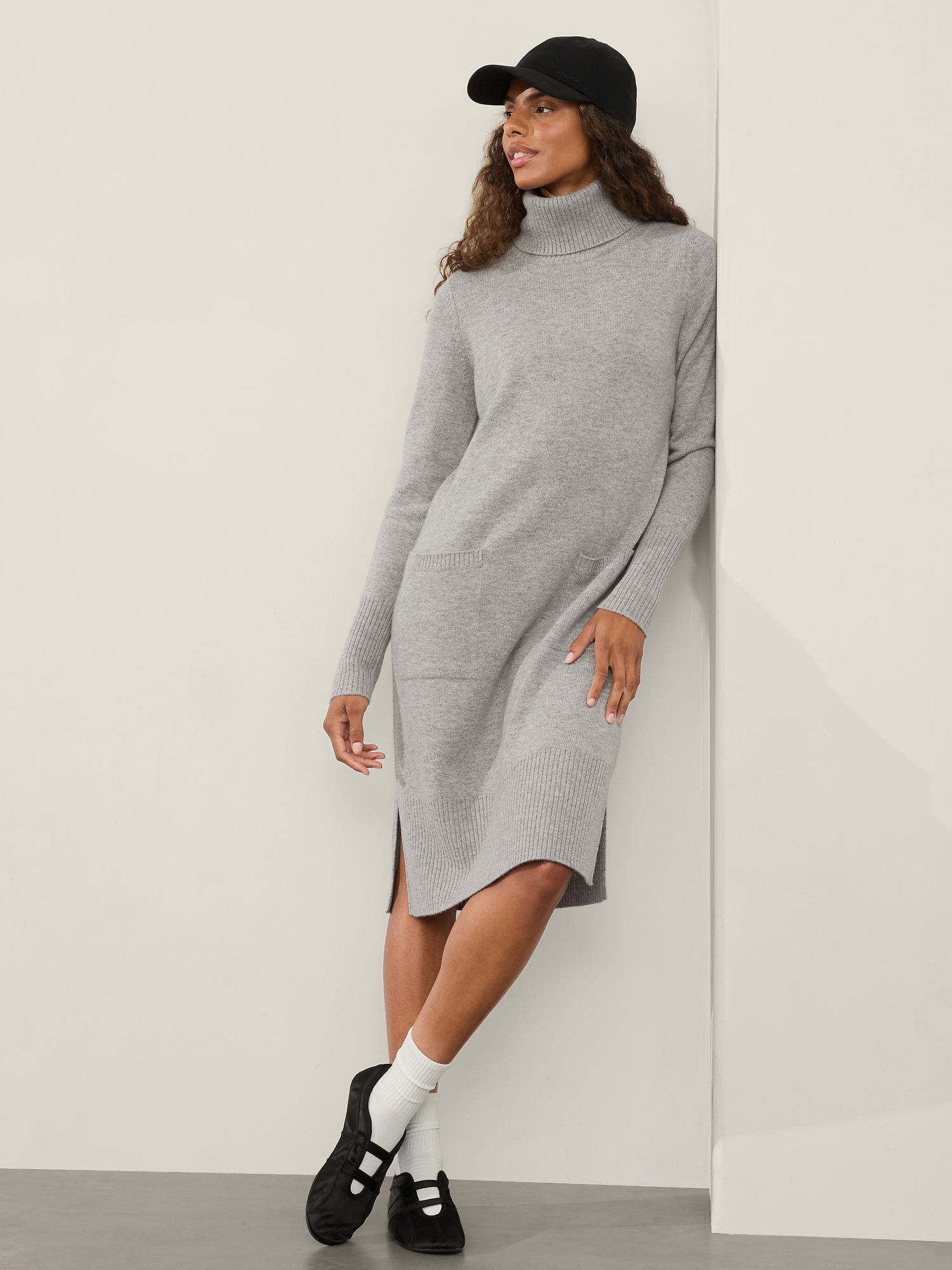 Alpine Turtleneck Sweater Dress - Gray