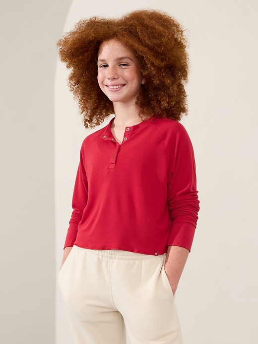 Image number 1 showing, Athleta Girl Wander Waffle Henley Top