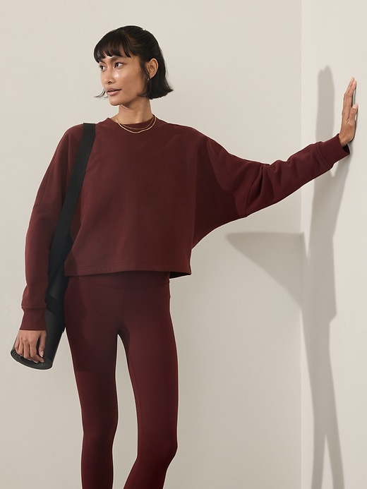 Image number 1 showing, Easy Fleece Dolman Crop Sweatshirt