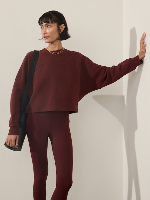 Forever Fleece Dolman Crop Sweatshirt - Red