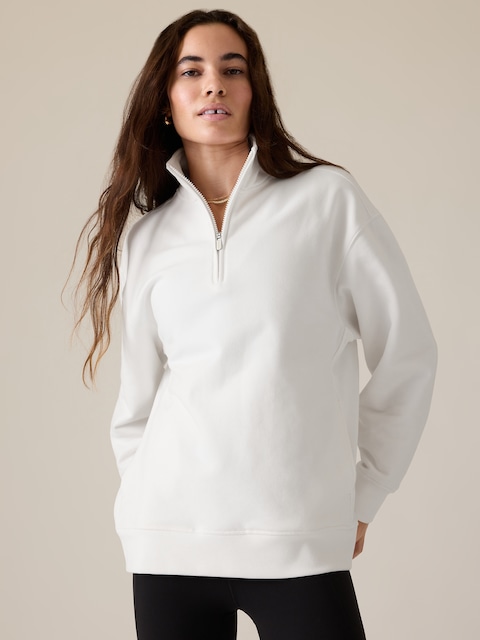 Forever Fleece 1/4 Zip Sweatshirt - White