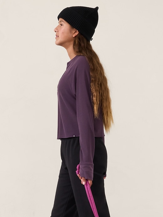 Image number 3 showing, Athleta Girl Wander Waffle Henley Top