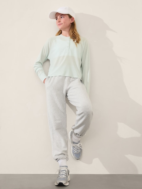 Athleta Girl Wander Waffle Henley Top - Blue
