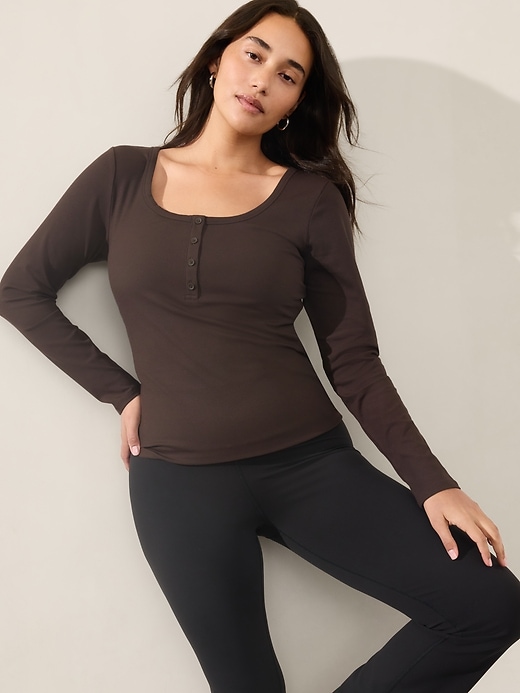 Image number 7 showing, Signature Rib Henley Top