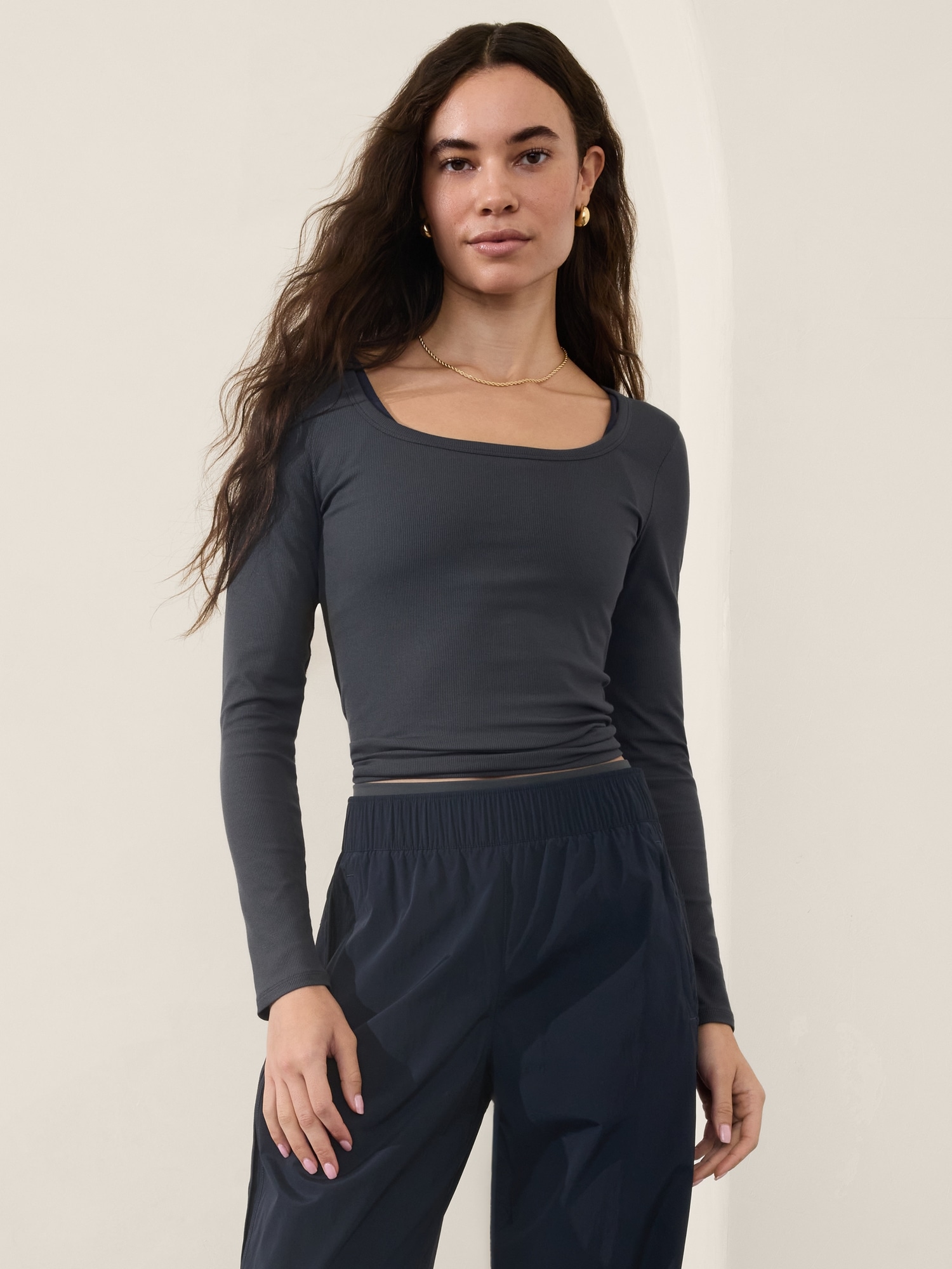 Signature Rib Square Neck Top