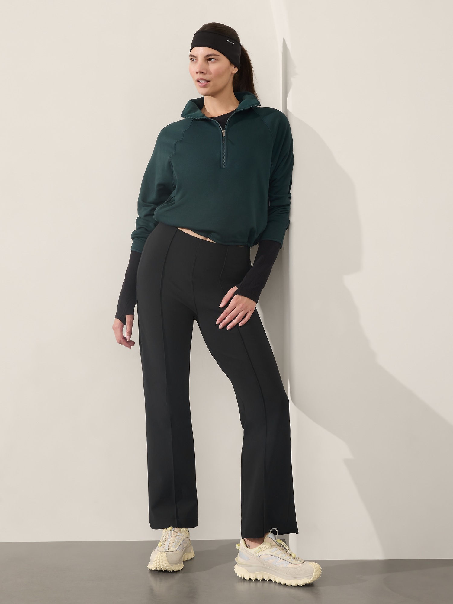 Balance Collection Women's High Rise Bootcut Pants - Flare Leg Athleisure Pant With Tummy Control