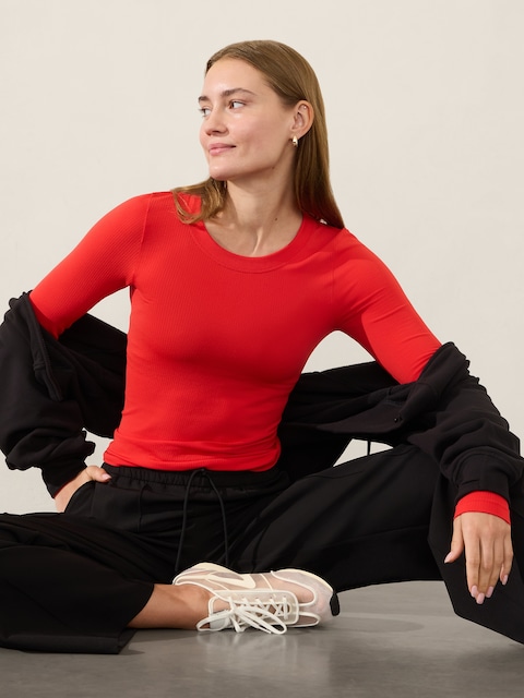 Renew Seamless Crewneck Top - Red