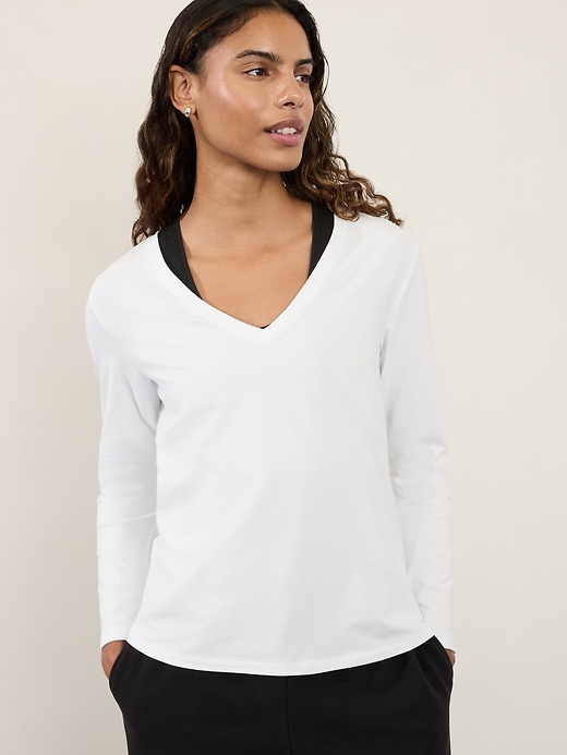 Image number 1 showing, Essential Long V-Neck Top