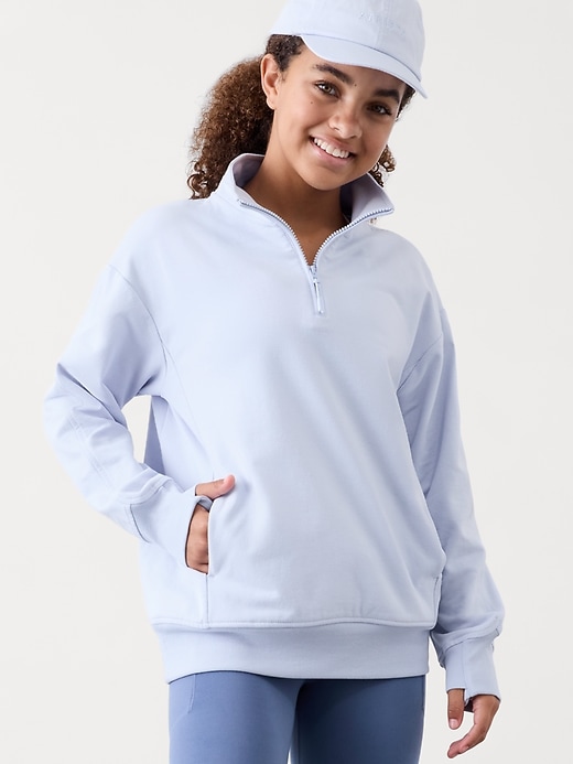 Image number 1 showing, Athleta Girl All Day 1/4 Zip Sweatshirt