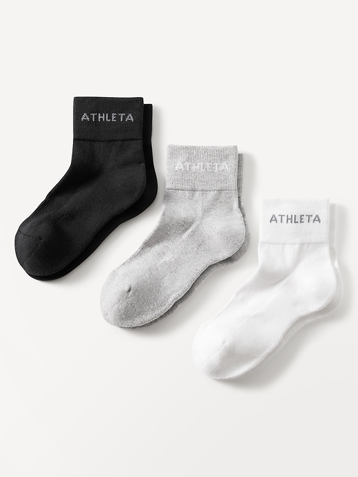 View large product image 1 of 3. Athleta Everyday Quarter Crew Sock 3-Pack