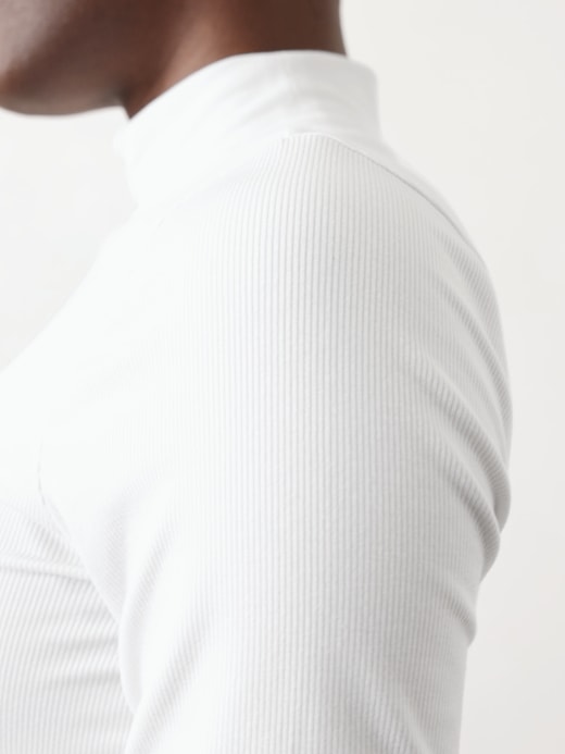 Image number 4 showing, Signature Rib Mock Neck Elbow Sleeve Tee
