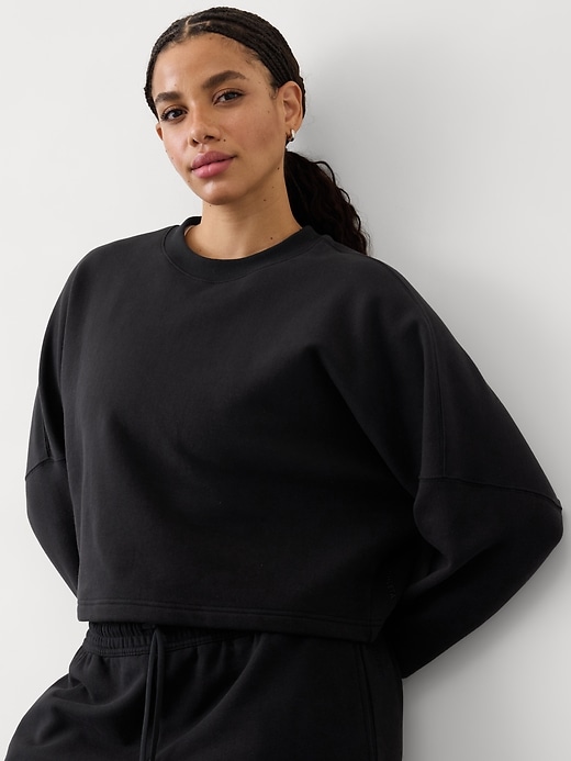 Image number 1 showing, Easy Fleece Dolman Crop Sweatshirt