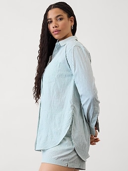 Midday Oversized Poplin Shirt - Multi - image 3