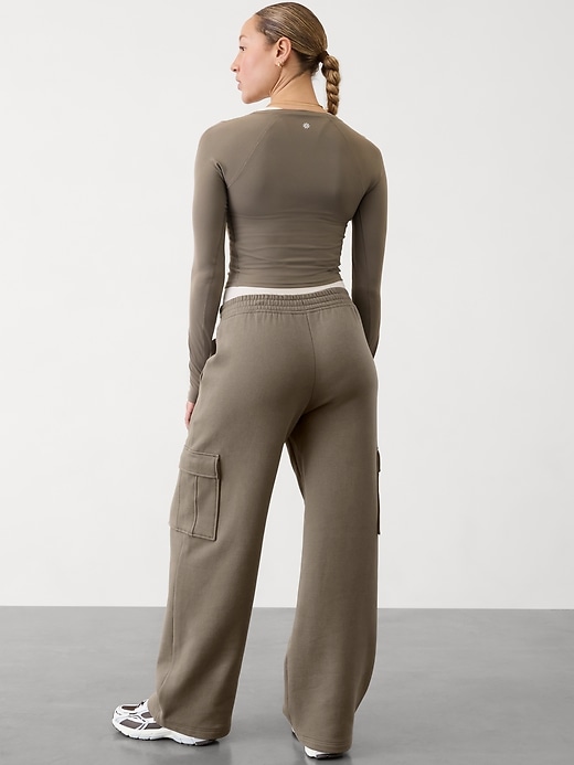 Image number 3 showing, Easy Fleece Mid Rise Straight Cargo Pant