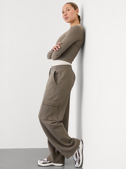 Image number 5 showing, Easy Fleece Mid Rise Straight Cargo Pant