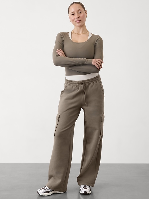 Image number 2 showing, Easy Fleece Mid Rise Straight Cargo Pant