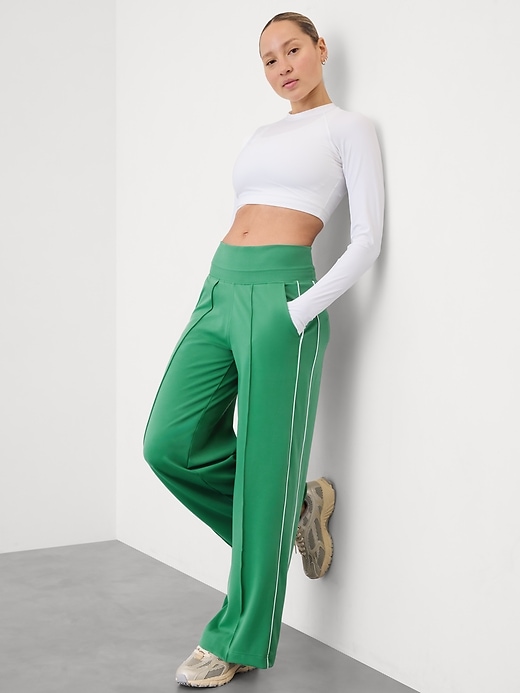 Image number 1 showing, Venice High Rise Track Stripe Wide Leg Pant