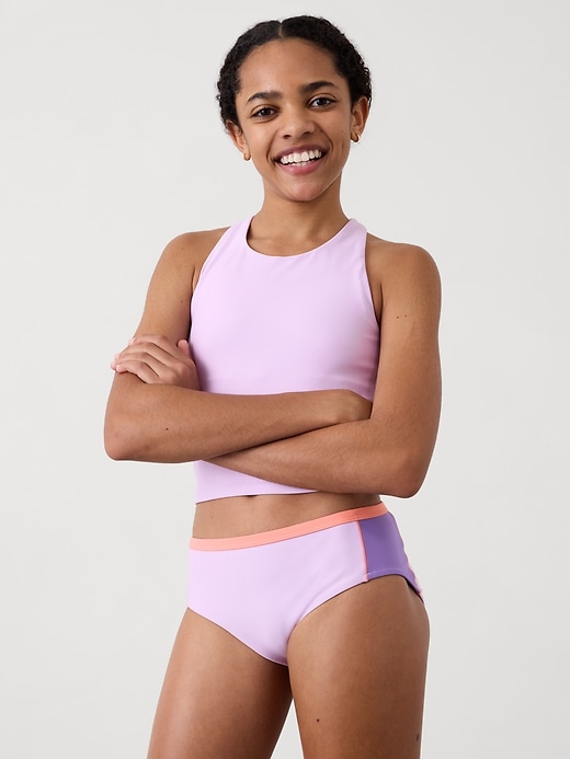 Image number 1 showing, Athleta Girl Reverisble Mid Rise Colorblock Bottom