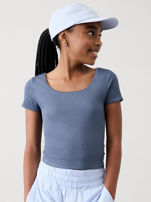 Image number 1 showing, Athleta Girl Rise Above Rib Crop Tee