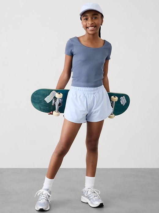 Image number 2 showing, Athleta Girl Rise Above Rib Crop Tee