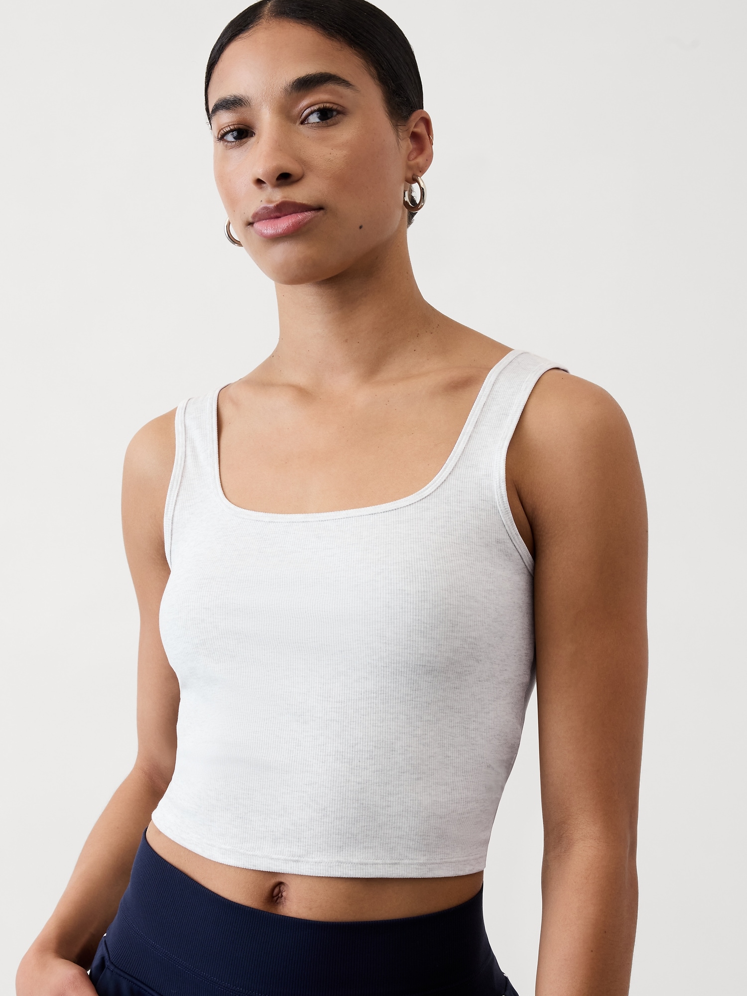 Signature Rib Square Neck Crop Tank